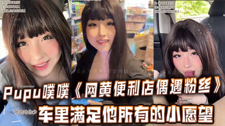 Pupu噗噗《网黄便利店偶遇粉丝》在车里满足他所有的小愿望，车内口交，足交，打飞机，很快就射了两次