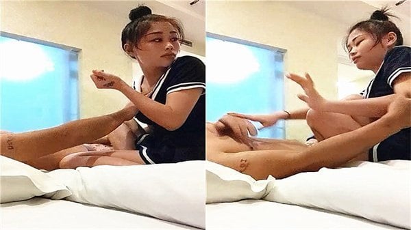 出差住酒店叫了按摩小妹还年轻不给碰只好硬来了.