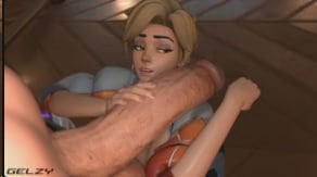 GelzyTracer激战扶她Brigitte，高潮后湿身喘息回味！
