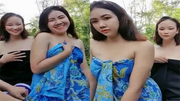 两个饥渴骚货被大哥呼弄到树林里操