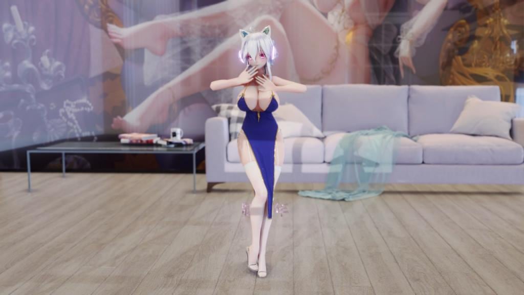 MMD92旗袍白丝巨乳弱音SECRE