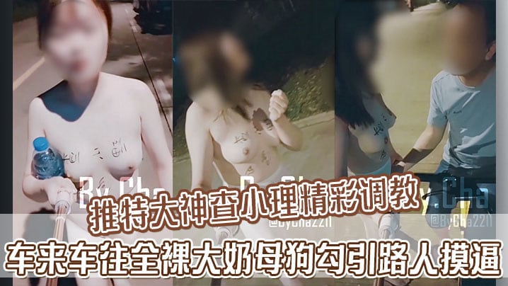 推特大神查小理精彩调教 车来车往全裸大奶母狗勾引路人摸逼